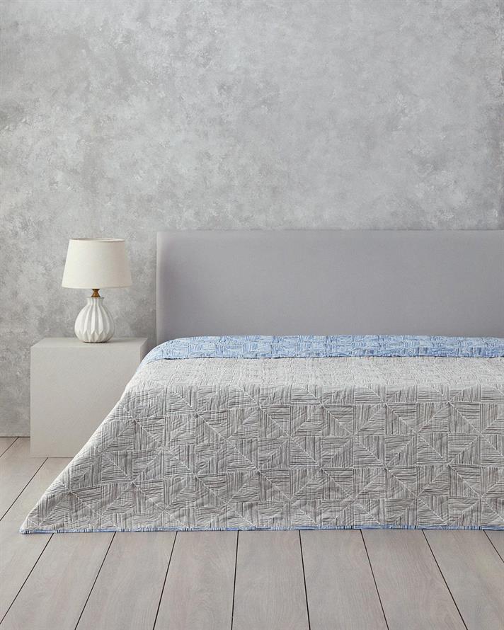 Cuvertura pat reversibila, pentru o persoana, Modern Diamond, poliester, 160x220 cm, albastru