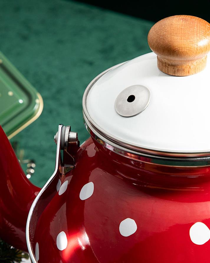 Modern Dots Enamel Pot 2,4 lt Red