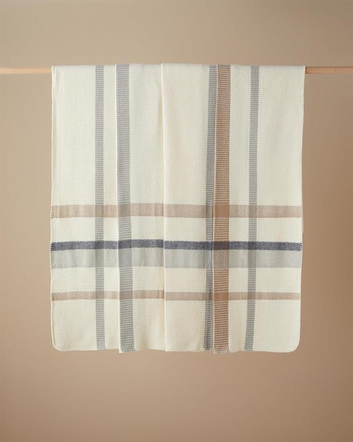 Modern Frame Cu Ramă Waffle Double Pătură 200x220 cm Gri-bej.