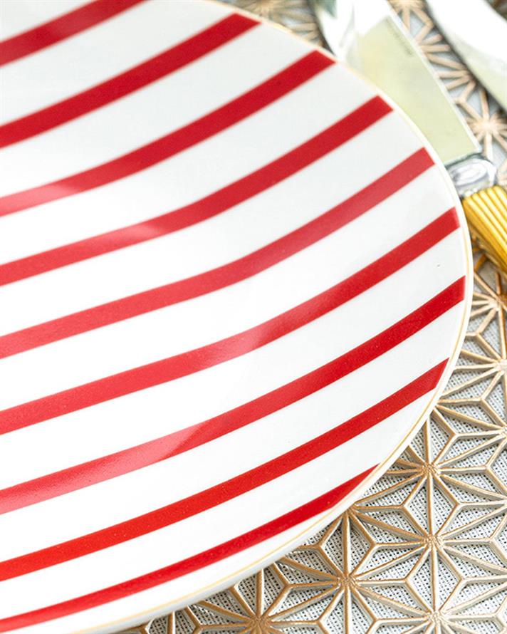 Modern Lines bone porcelain Service Plate 25 cm Red