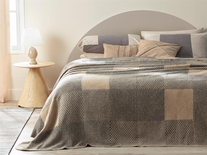 Modern Patch Cu Bumbac Double Pătură 200x220 cm Antracit