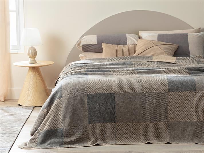 Modern Patch Cu Bumbac Double Pătură 200x220 cm Antracit