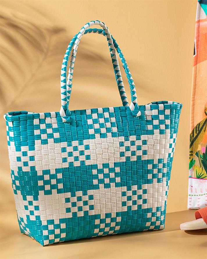 Modern Patch Geantă , 34*14*32 Cm, Albastru-Rosu