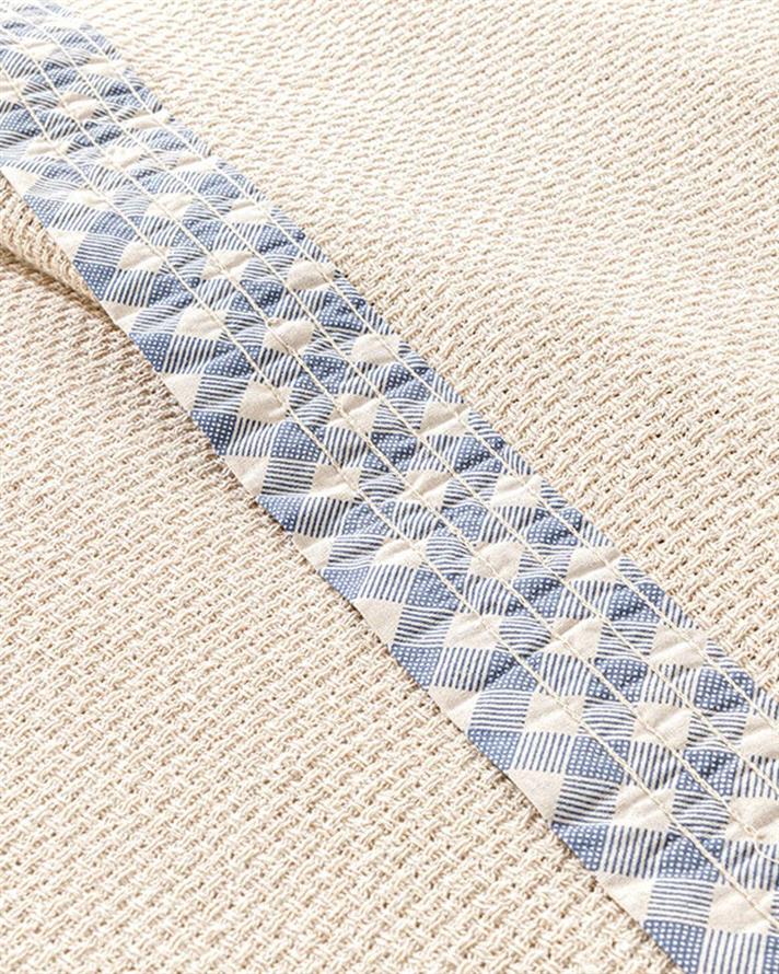 Modern Plaid Cu Bandă De Îmbinare Single Set Pătură De Vară 150x220 cm Bej