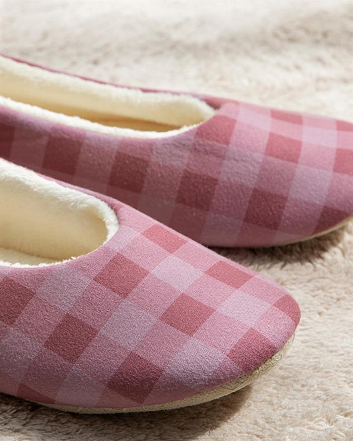 Modern Plaid Papuci De Casă Damă, 36, Roz-Gri