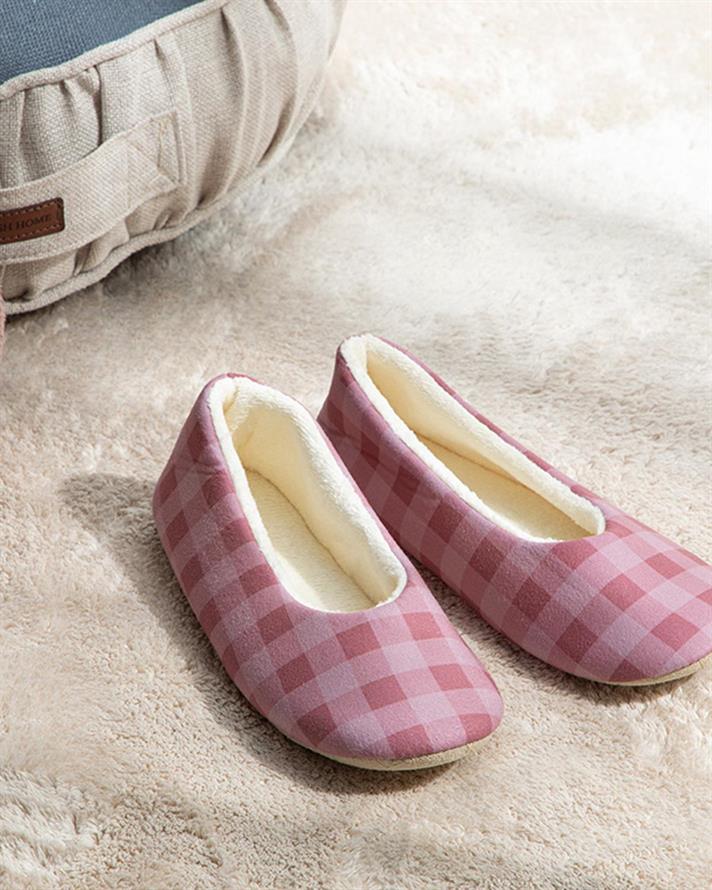 Modern Plaid Papuci De Casă Damă, 36, Roz-Gri