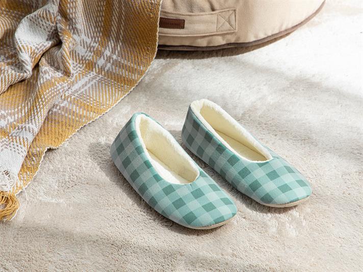 Modern Plaid Papuci De Casă Damă, 37, Crem-Roșu