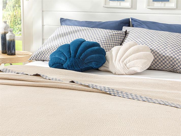 Modern Plaid Cu Bandă De Îmbinare King Size Set Pătură De Vară 220x240 cm Bej