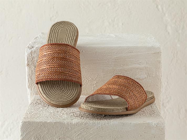 Modern Straw Sandale Damă, 39, Natural Auriu