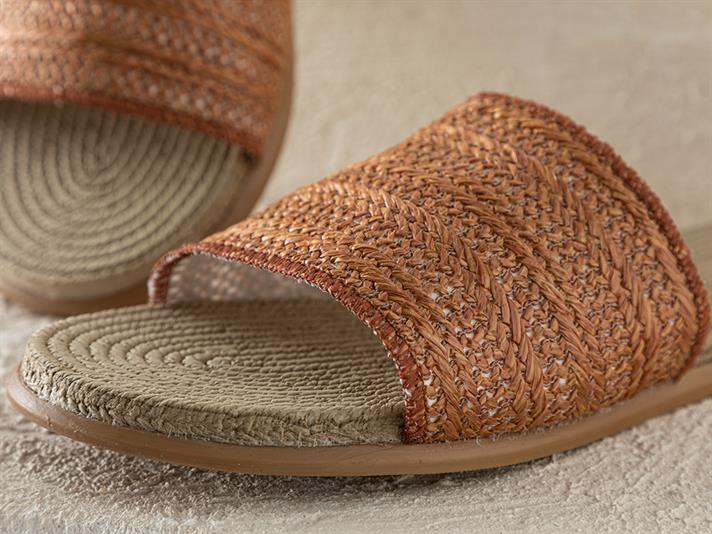 Modern Straw Sandale Damă, 39, Natural Auriu