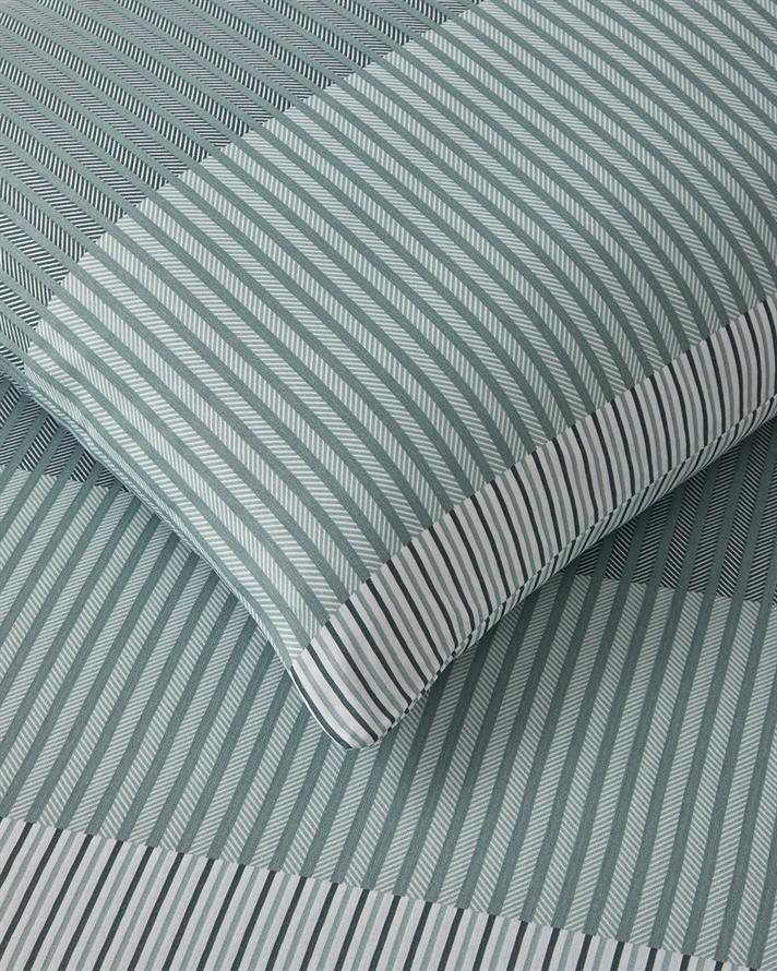 Modern Strip Ușor De Călcat Double Set Lenjerie De Pat 200x220 cm Verde