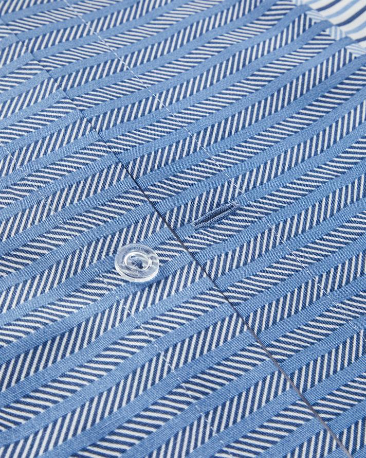 Modern Strip Ușor De Călcat Double Set Lenjerie De Pat 200x220 cm Albastru