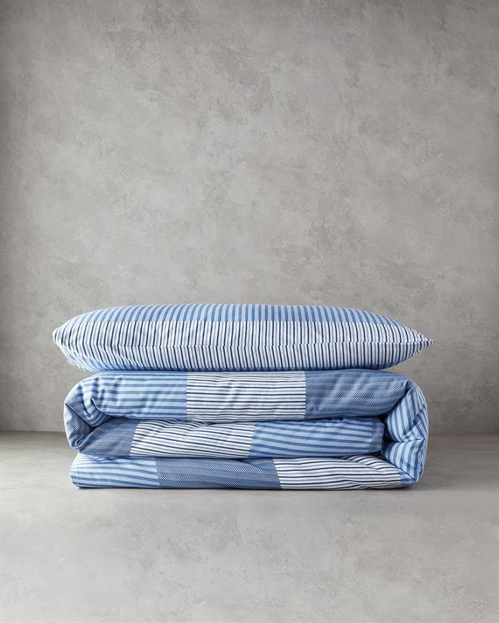 Modern Strip Ușor De Călcat Single Set Lenjerie De Pat 160x220 cm Albastru