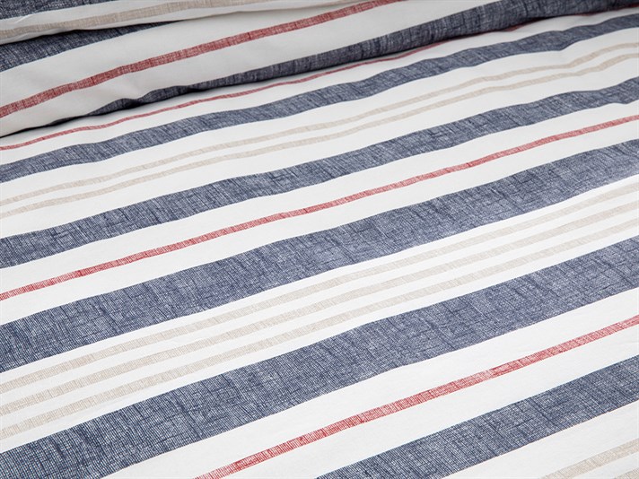 Modern Stripe Cu Bumbac King Size Set Lenjerie De Pat 240x220 cm Bleumarin