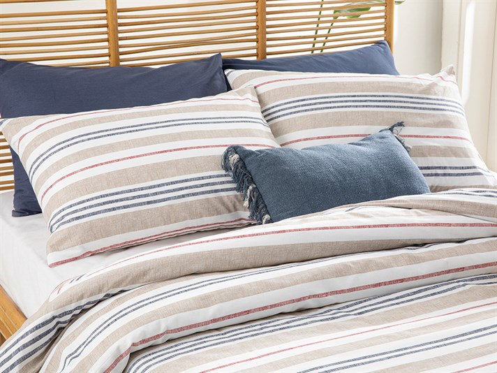 Modern Stripe Cu Bumbac Double Set Lenjerie De Pat 200x220 cm Bej