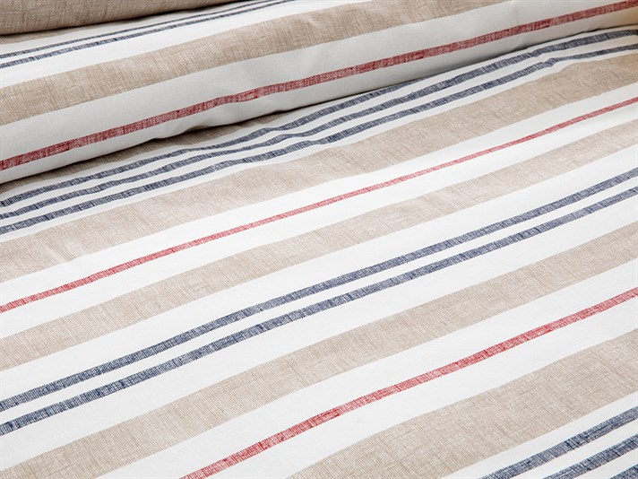 Modern Stripe Cu Bumbac King Size Set Lenjerie De Pat 240x220 cm Bej