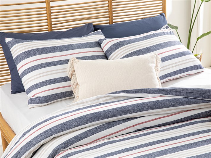 Modern Stripe Cu Bumbac Double Set Lenjerie De Pat 200x220 cm Bleumarin