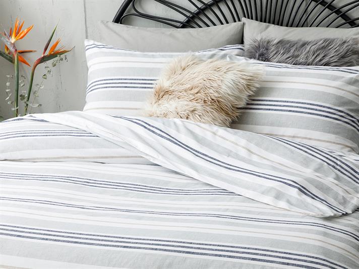 Modern Stripe Cu Bumbac King Size Set Lenjerie De Pat 240x220 cm Gri