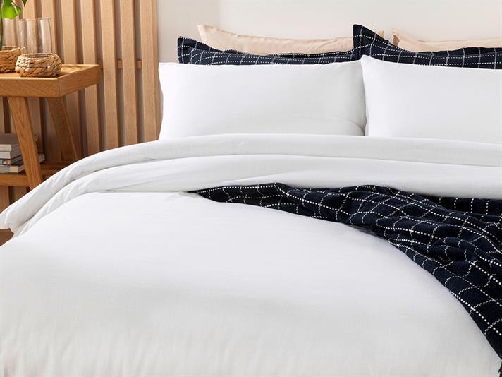 Moderna Flambat Plat Single Set Lenjerie De Pat 160x220 cm Alb