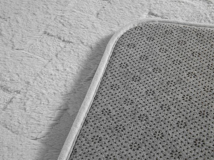 Set 2 covorașe de baie, Modest Grid, poliester, 50x80cm + 40x50cm, gri