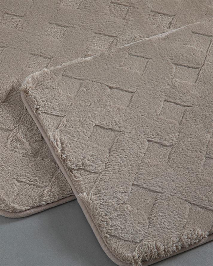 Modest Grid Set Covor De Baie, Iepure De Pluș, 60*90 + 45*60, Gri Deschis
