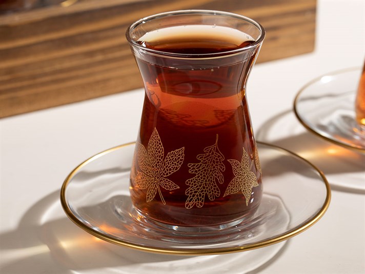Allure Glass 6 pcs Tea Set 130 ml Light Gold