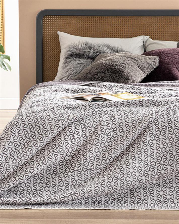 momi Cu Bumbac Jacquard Single Pătură 150x200 cm Violet Cețos