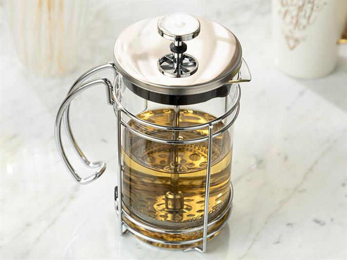 Cafetieră French Press, Monaco, sticlă borosilicată, 600 ml, argintiu