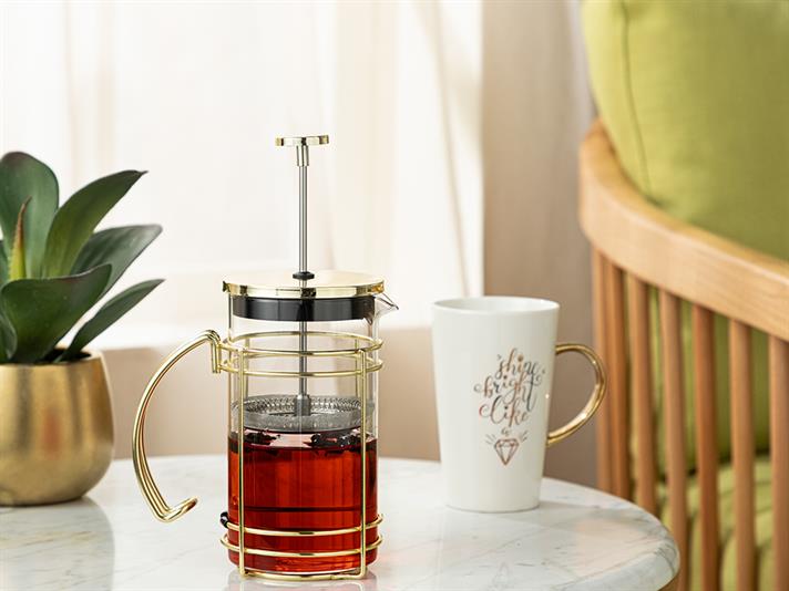 Cafetieră French Press, Monaco, sticlă borosilicată, 600 ml, auriu