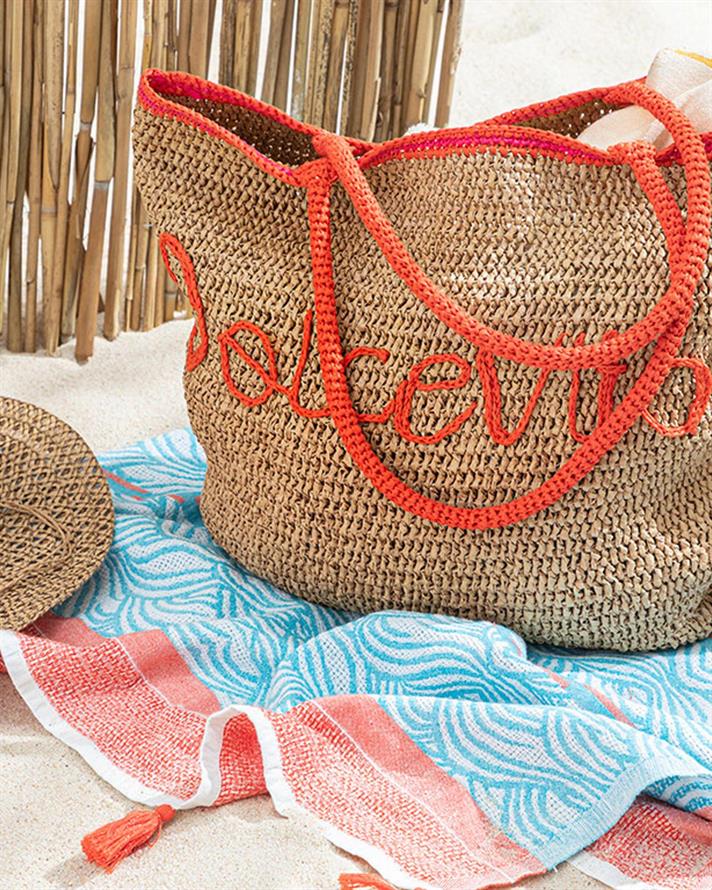 Moneo Raffia Femei Geantă 48*38 Cm Portocale,