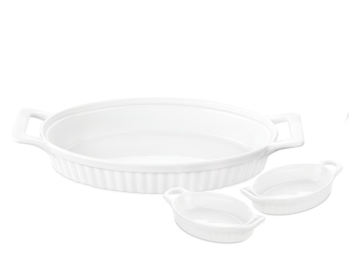Monna Porcelain 3 Pieces Oven Cover White
