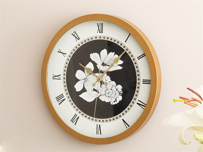 Monochrome Sticlă Plastic Ceas De Perete 30 cm Negru