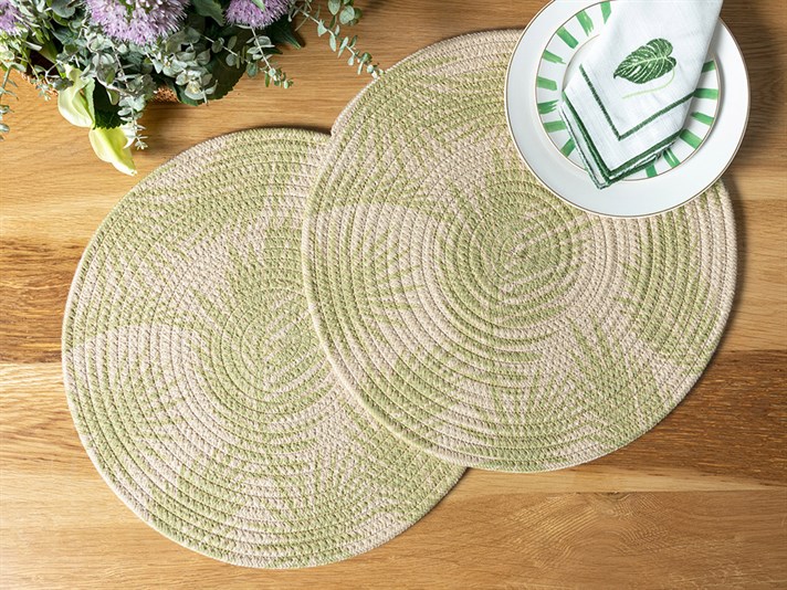 Morris Cotton 2 Set Place Mat 38 cm Green