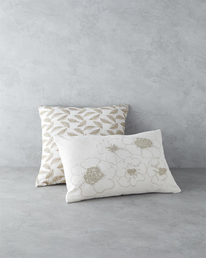 Mugurii Brodat Pernuță Decorativă 33x50 cm Ecru