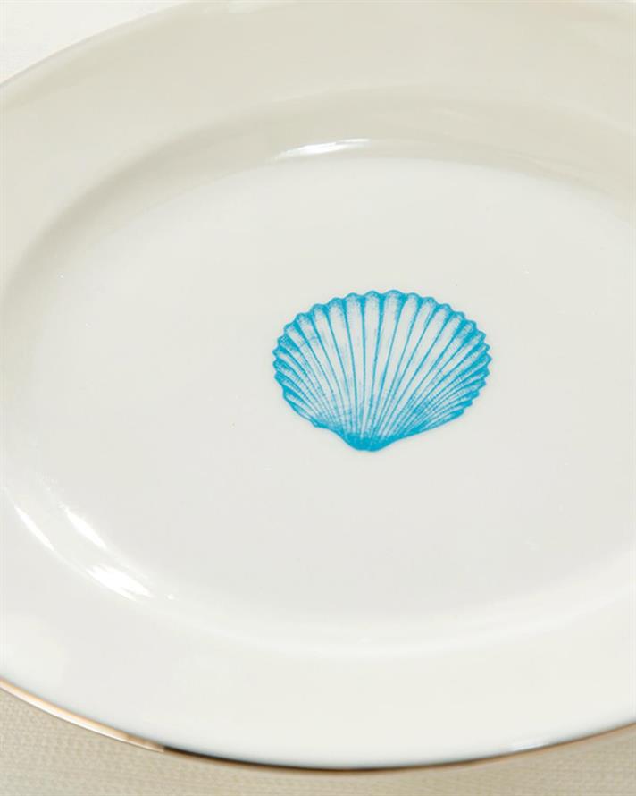 Mussel bone porcelain Dessert Plate 17 cm White-Blue