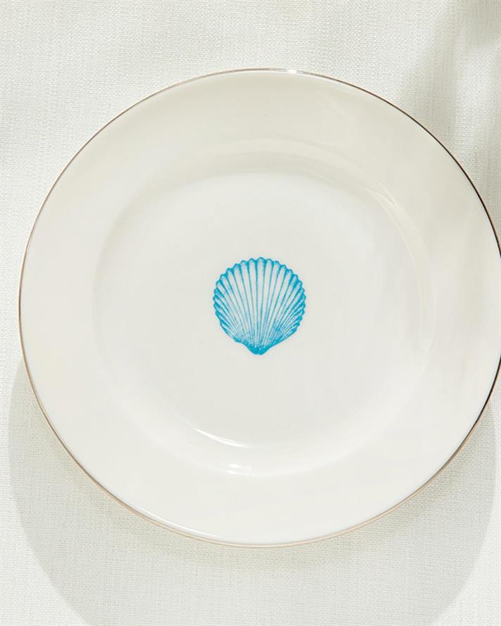 Mussel bone porcelain Dessert Plate 17 cm White-Blue