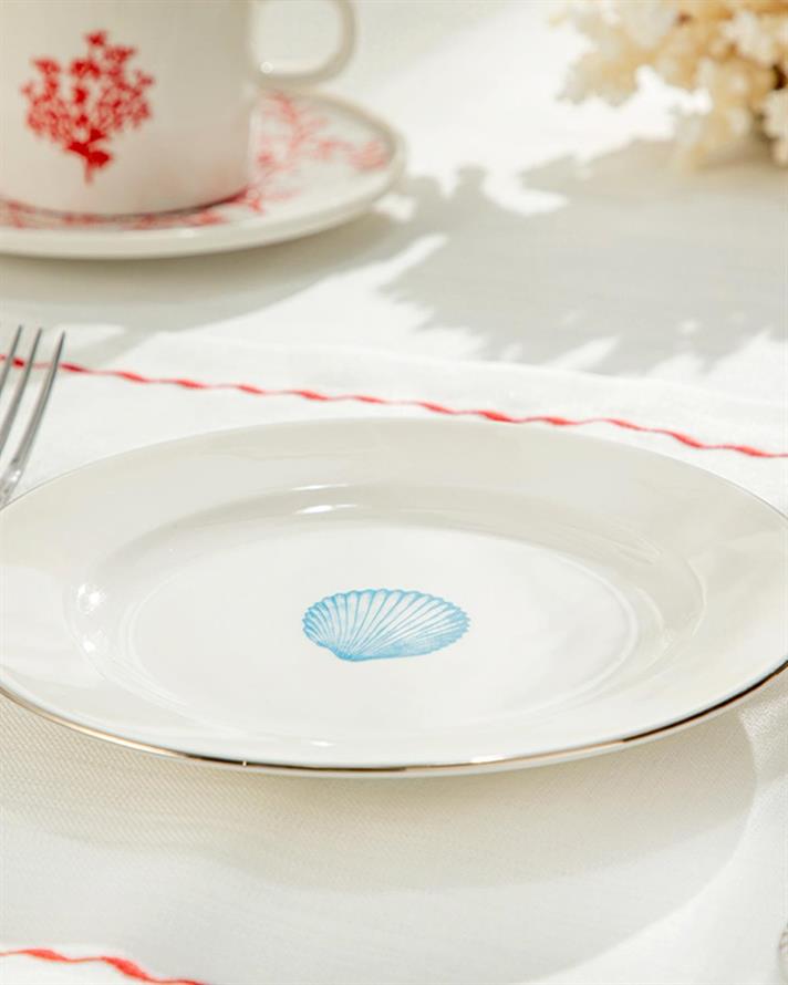 Mussel bone porcelain Dessert Plate 17 cm White-Blue