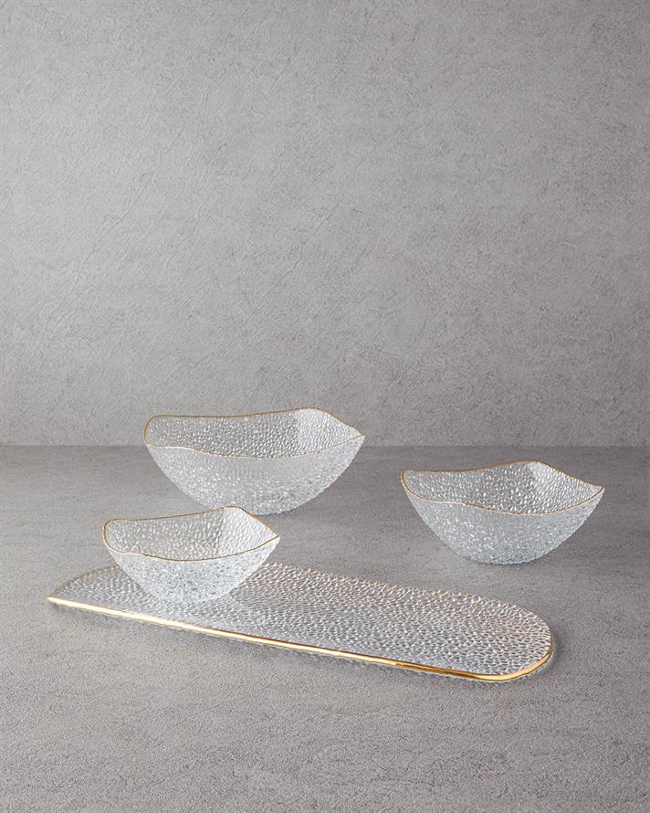 Myla Sticlă Farfurie Alungită 47x17 cm Gold