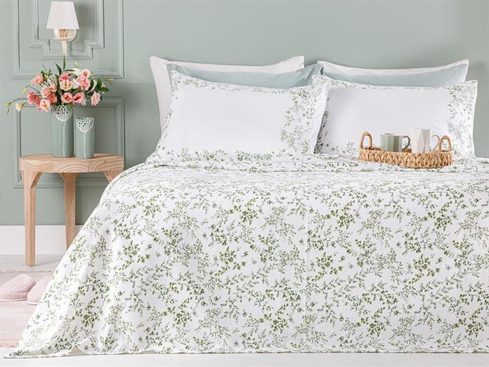 Natur Imprimat King Size Set Pătură De Vară 220x240 cm Verde