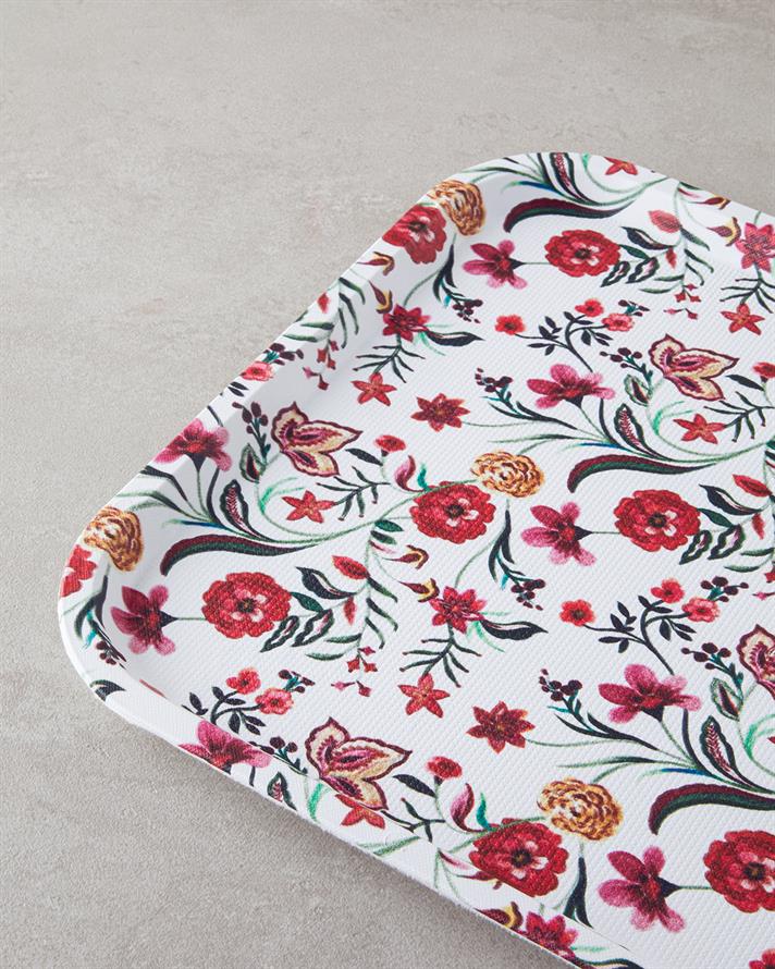 Tava servire, Natura, plastic, 42x30 cm, alb - rosu