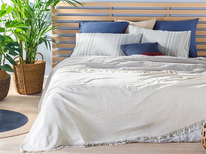 Natura Modern  Muselină  King Size  CUVERTURĂ DE PAT 260x270 cm Gri.