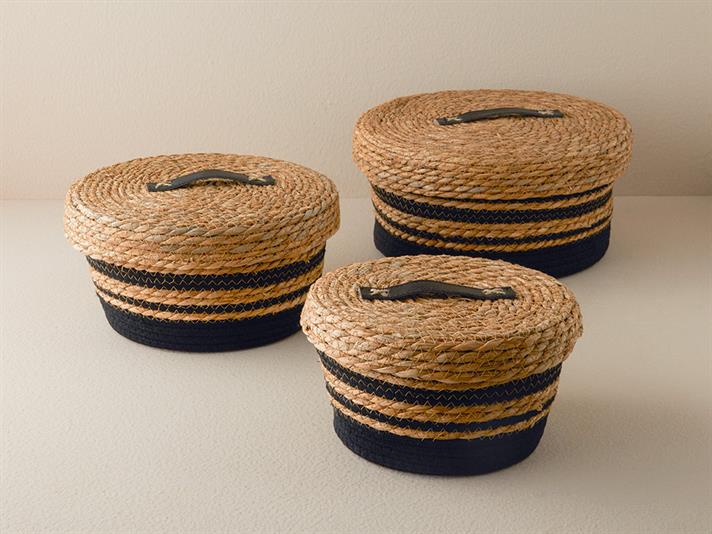 Natura Stripe Straw Basket