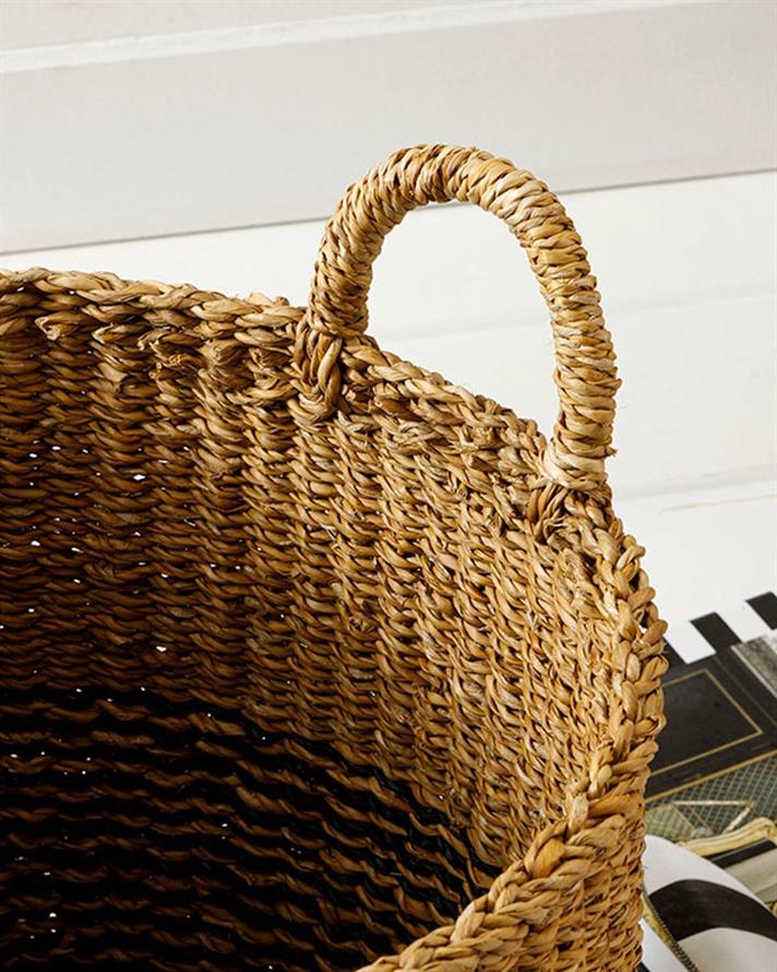 Natural Shape Coș, Paie, 35*35 Cm, Bej - Albastru Închis