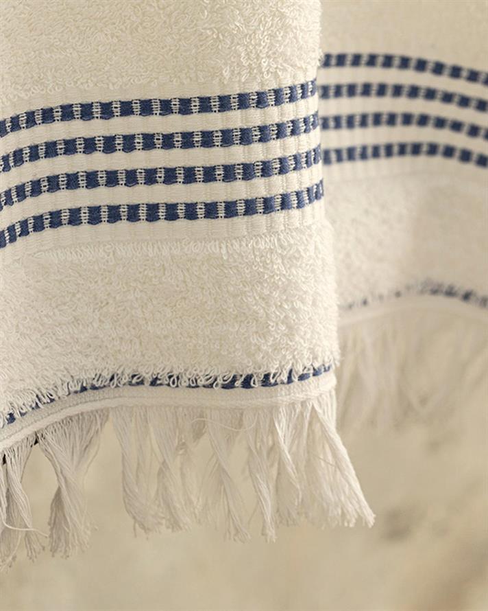 Nautical Cottony Face Towel 50x70 cm White-Blue