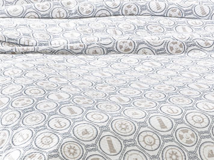 NAUTICAL  Cu imprimeu Meniu mare  SET CUVERTURĂ 220x240 cm Albastru inchis