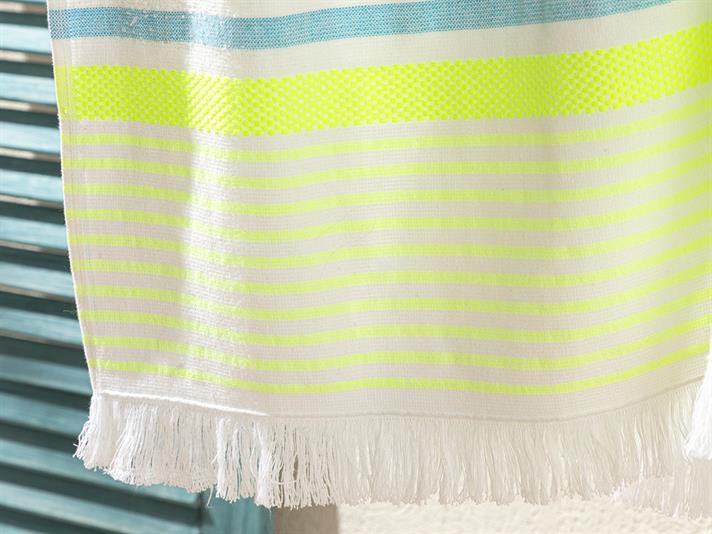 Prosop de plajă, Neon Stripe, bumbac, 70x150 cm, turcoaz - verde