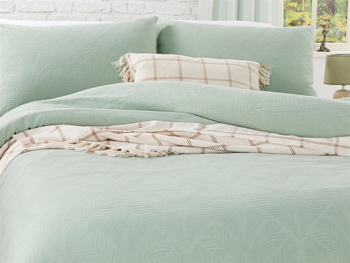 Nervure  Jacquard În Relief Super King Set Lenjerie De Pat 260x220 cm Seledon