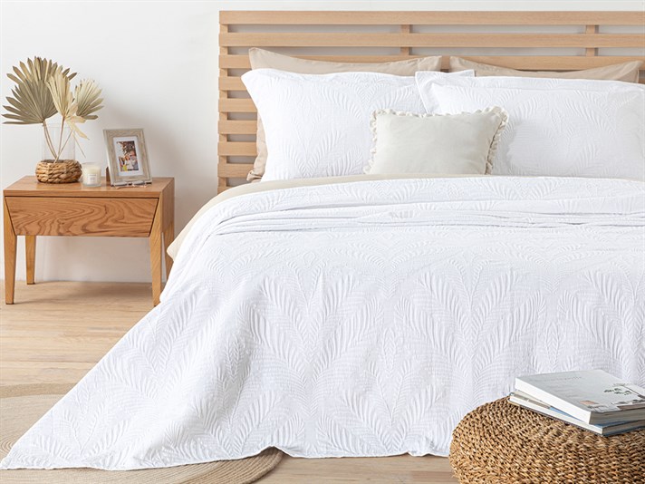 Nervure  Jacquard În Relief Double Set Cuverturi Pat 240x260 cm Alb