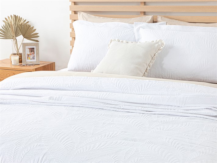 Nervure  Jacquard În Relief Double Set Cuverturi Pat 240x260 cm Alb
