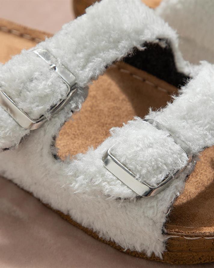New Cozy Papuci De Casă Damă, Lână Sherpa, 36, Crem